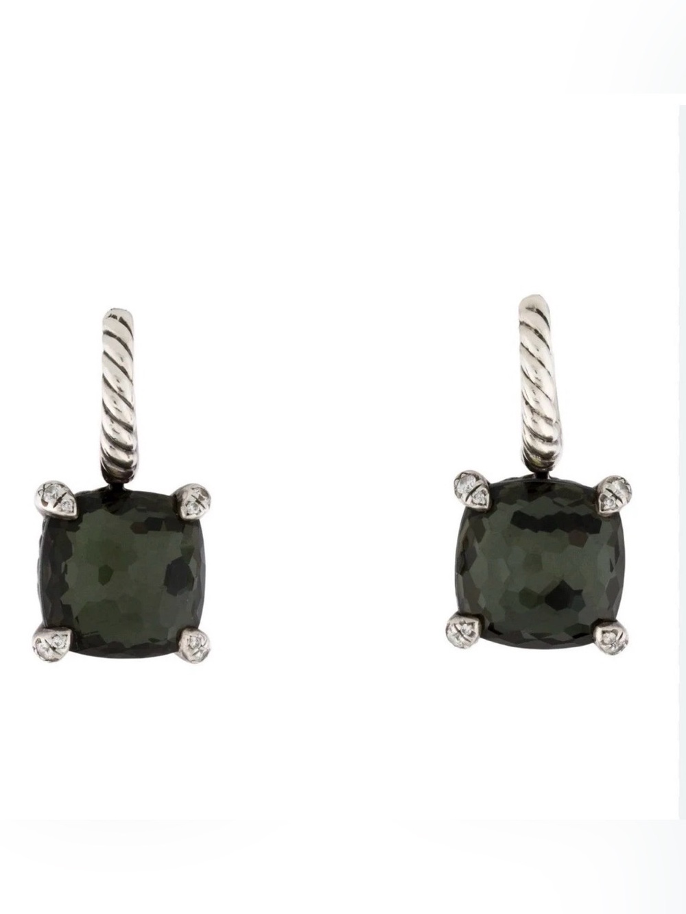 David Yurman Silver Chatelaine® Drop Earrings with Diamonds & Hematite